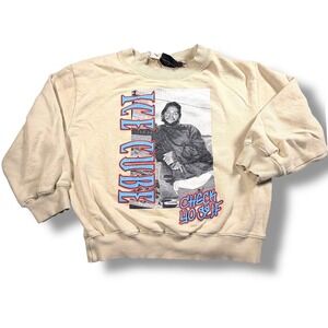 Cotton on Kids 7 Ice Cube Graphic Sweatshirt Crewneck Beige "Check Yo Self" Top